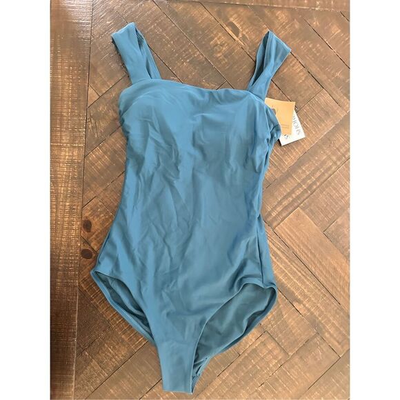 Shade and Shore Target Blue Wide Strap One Piece Swimsuit Size Small - Picture 2 of 5